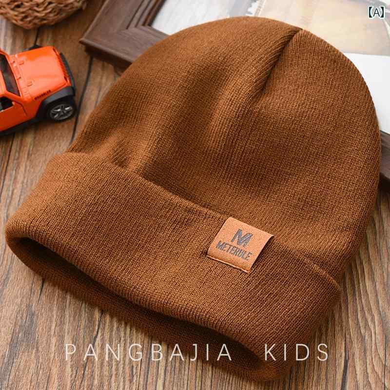 子供用 ニット帽 かわいい 子供用 帽子 秋 冬 2024新 スタイル中・大 サイズ 子供用 コント ラスト カ..