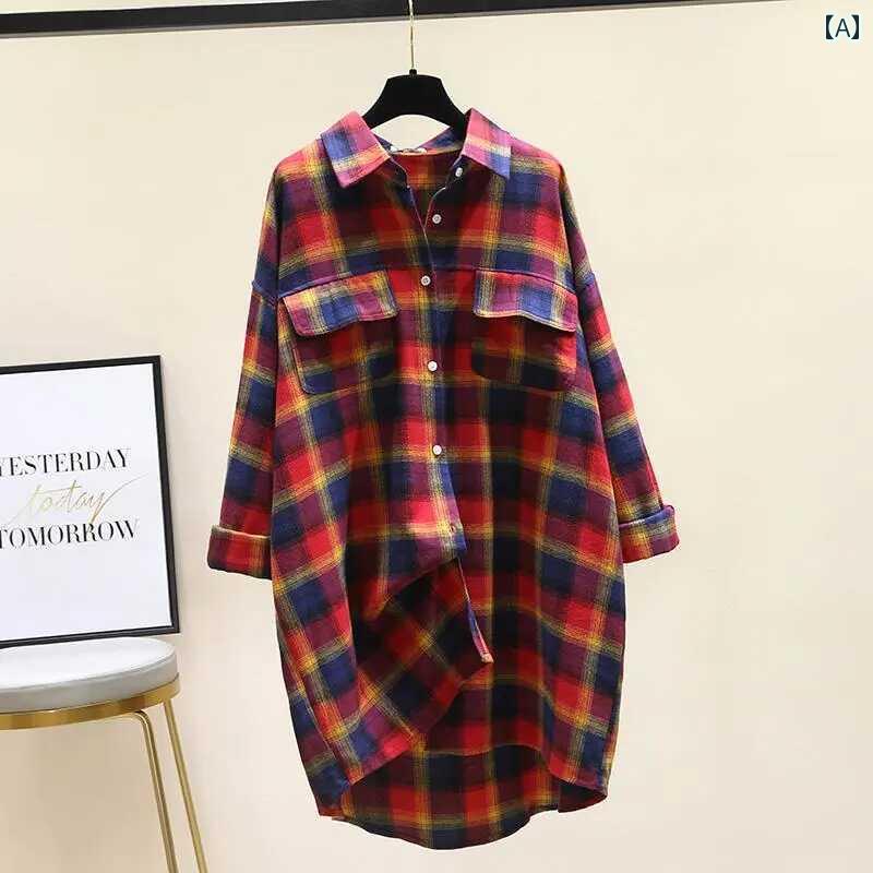 シャツワンピース レディース プラス サイズの 女性の チェック 柄 シャツ ドレス 女性の 春と 夏の 新作 2024 韓国 版 ゆったり シャツ ドレス 長袖 トップス