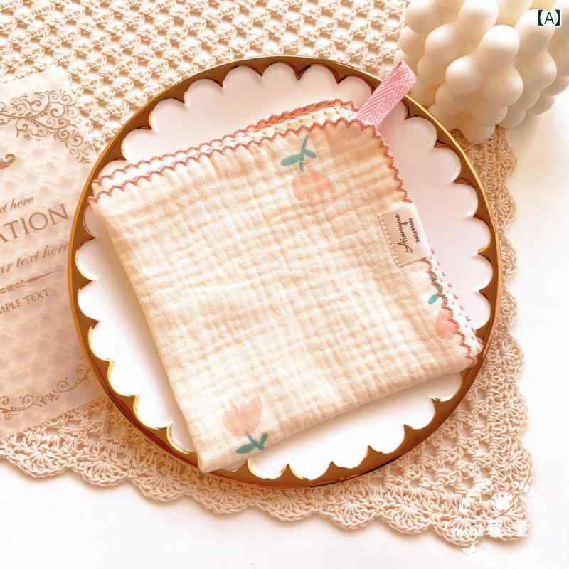 レディース ハンカチ イン 韓国 風 花柄 四 層 綿糸 ベビーフェイス タオル ベビーフェイス タオル ベビー 唾液 タオル スクエアタオル 子供用小さな ハンカチ