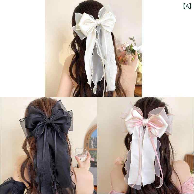 ヘアアクセサリー スーパー フェアリーガールの リボン リボン ヘア ピン、 甘い ポニーテール スプリ..