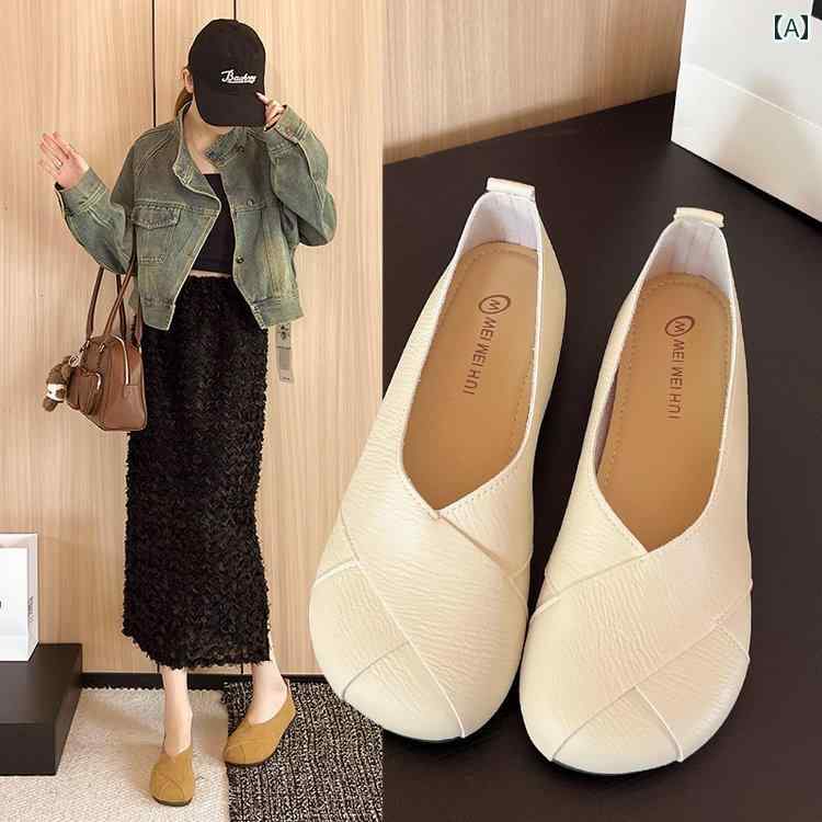 レディース ワークシューズ フラット ソフト 底 スモール シングル シューズ レディース 2024 春 新作 ..