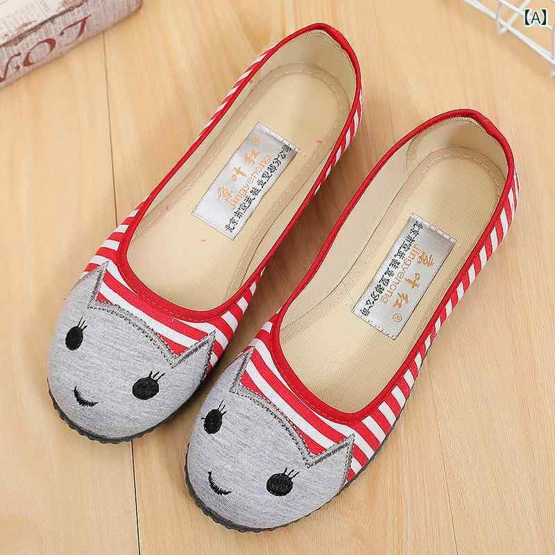 レディース ワークシューズ 新しい 春と 秋の 女性の 靴は、 万能の 古い 北京 布 靴 滑り止め カジュ..