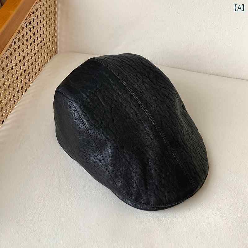 フレンチ ベレー帽 レディーススタイル レザー ブラック ベレー 帽 レディース 秋 冬 韓国 語 版 個性 ..