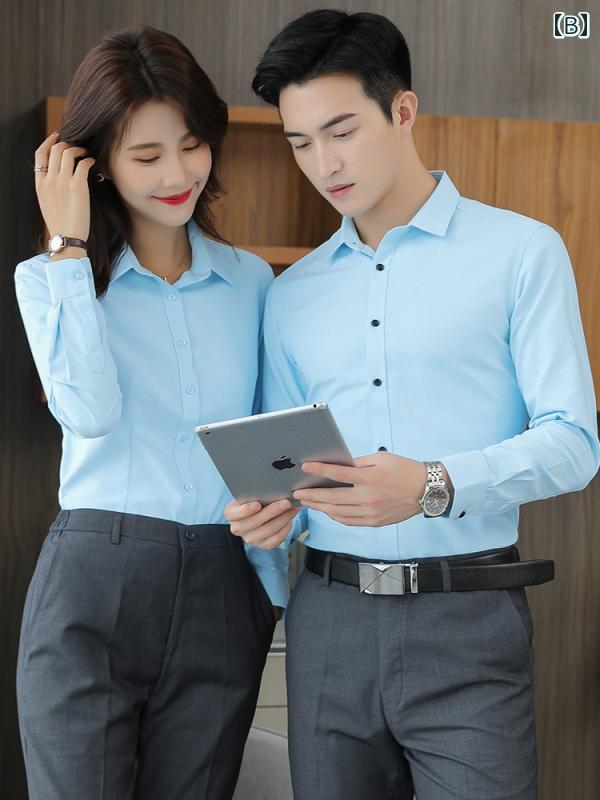 メンズ 秋 カジュアル スーツジャケット オックスフォード シャツ メンズ 長袖 スリムフィットノー アイロン 作業 服 男女 兼用 プロ 仕様 ビジネス シャツ ズボン 作業 服 スーツ