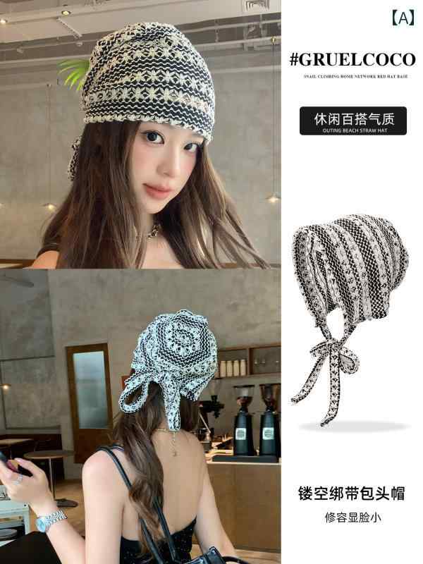 Knit Hat - ニット帽 手編みの くり抜き 包 頭 帽子、 女性用、 2025年 新作、 薄型 通 気性 パイル 帽子、 ネット セレブ ファッション 防寒 帽子、 ニット 帽