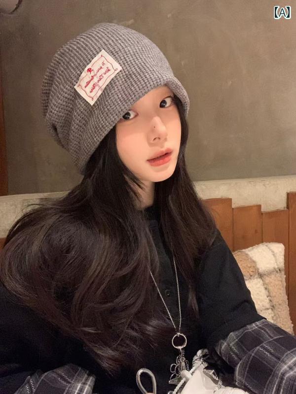 ニット帽 カタツムリが 這う 家、大きな 頭 囲の 灰色の パイル 帽子、 女性の 秋と 冬 2025 新しい 薄..