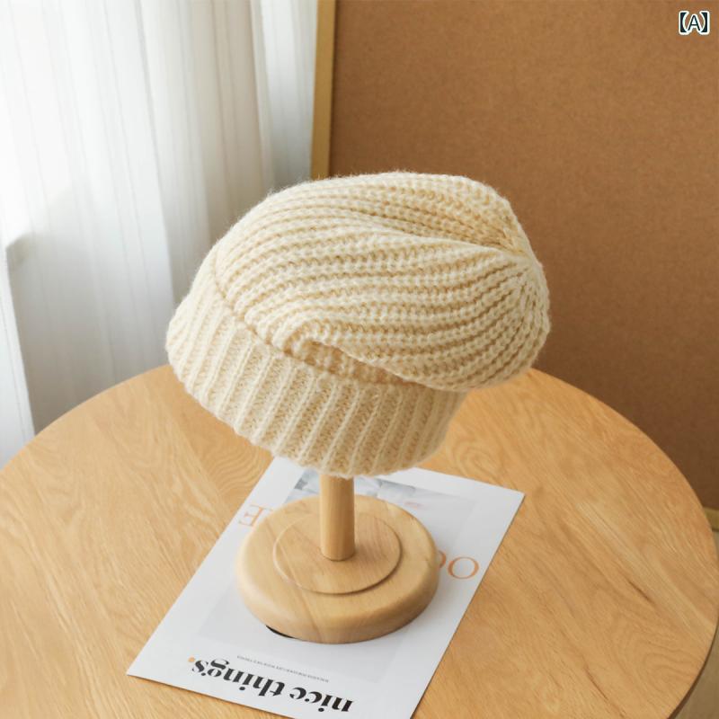 ニット帽 ライト バー ジョン ルー スラージ 頭 囲 ニット 帽子 女性用 肥 厚顔小さな ソリッドカラー ..