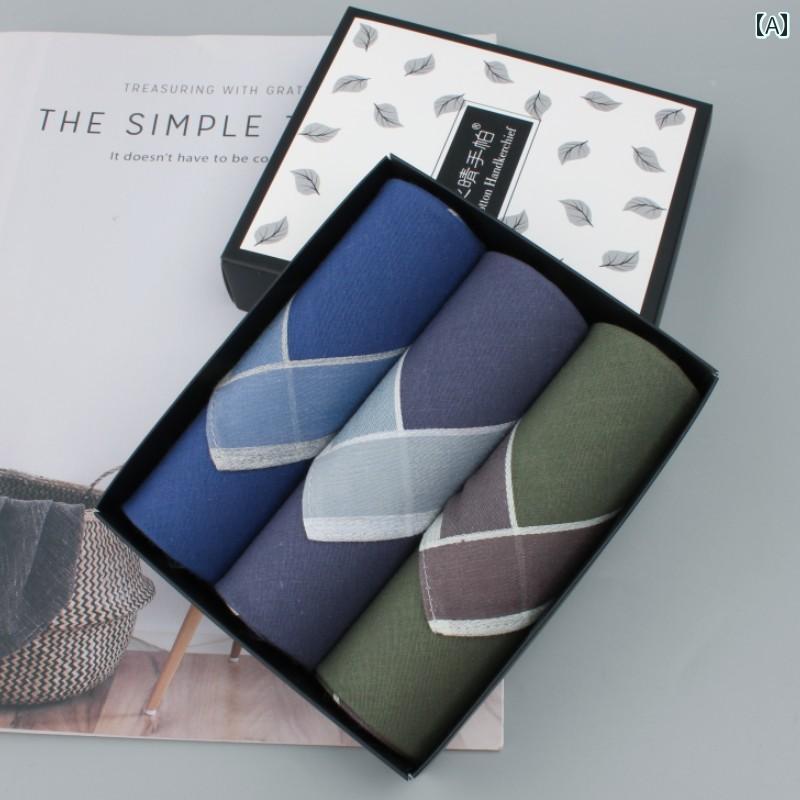 メンズ ハンカチ ビジネス 紳士 メンズ 純 綿 ハンカチ低 炭素 環境に 優しい 綿 ハンカチ 柔らかい 汗 拭き 高級 ギフト ボックス 送料 無料