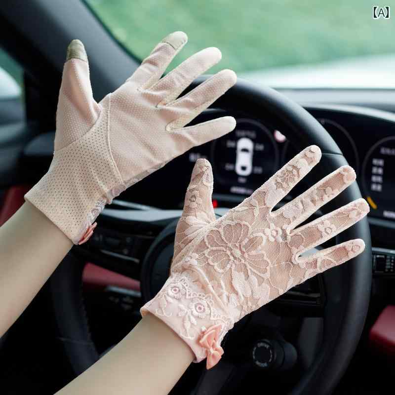 レース手袋 レディース 薄手 2025年 春 新作 ドライビング レース 日焼け 防止 手袋 レディース 夏用 薄手 アイス シルク タッチ スクリーン ショー...
