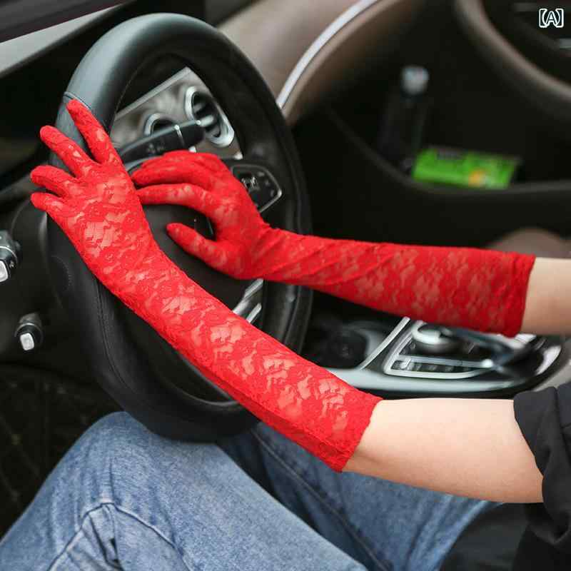 レース手袋 レディース 薄手 夏の 日焼け 防止 ブライダルレース 手袋 レディース アイス スリーブ 通 気性 ウェディング エチケット 運転 アウトドア 指...