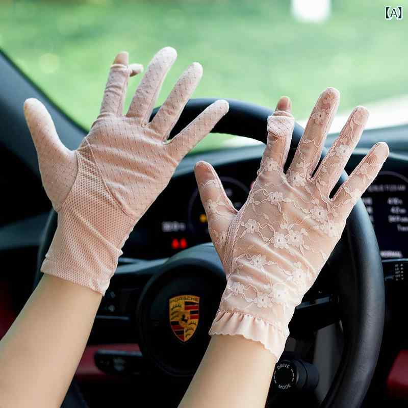 レース手袋 レディース 薄手 指なし レース フック 日焼け 防止 手袋 女性用 薄手 夏 サイクリング 運転 滑り止め 指なし タッチ スクリーン