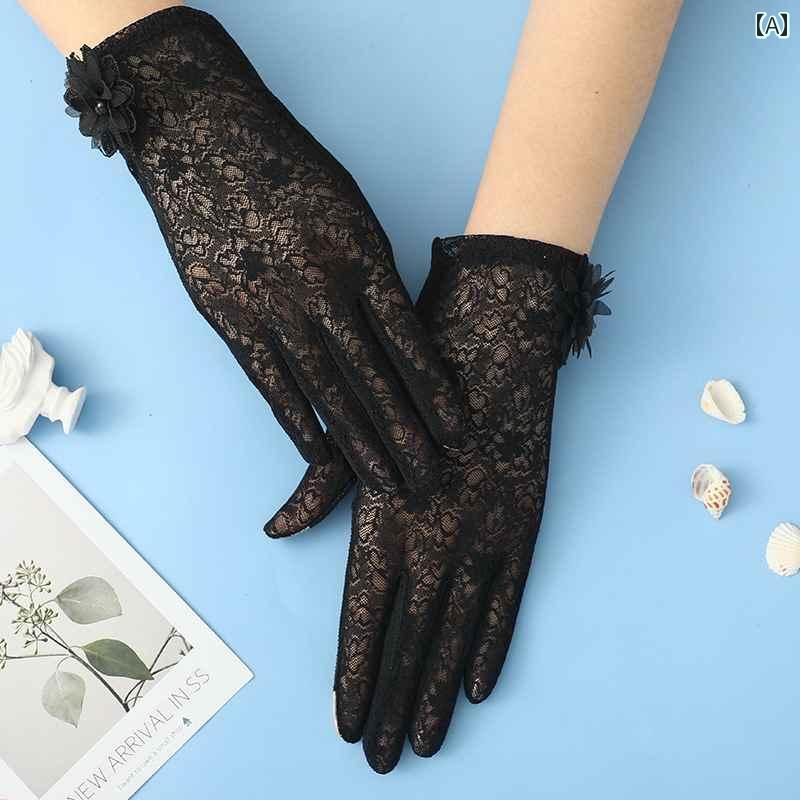 レース手袋 レディース 薄手 写真 映え する 尼僧の 手袋 ジャムス 特製 メッシュ アイス シルク 薄型 レース レース ホワイト ネット スクエアダンス用