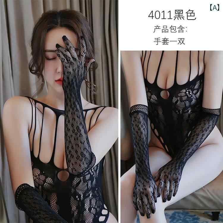 レース手袋 レディース 薄手 超 薄型 ストッキング 手袋 メッシュ 手袋 黒 弾性 5本 指 レース メッシュ セクシーな 日焼け 止め 手袋 新しい トレン...