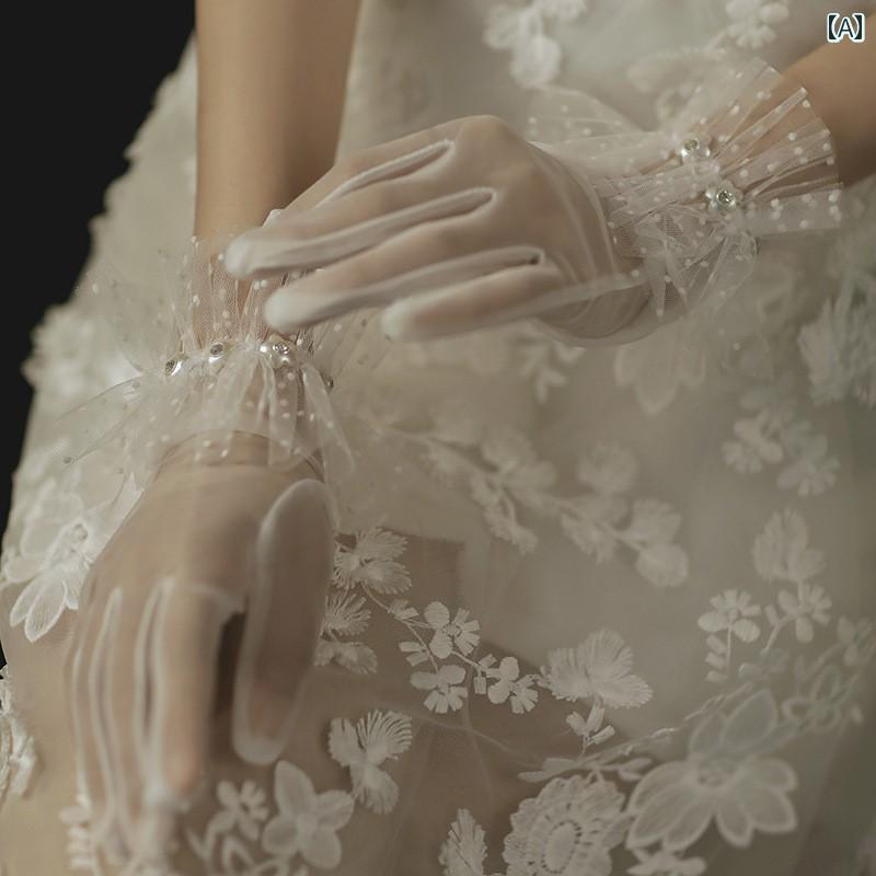 レース手袋 レディース 薄手 フォレスト ブライダル グローブ 高級 レース メッシュ ゴールド スター ウェディングドレス グローブ 旅行 写真 アクセサリー...