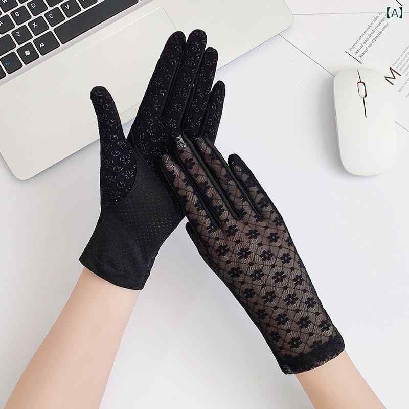 レース手袋 レディース 薄手 女性用の 新しい 夏用 日焼け 防止 手袋。 薄い レースで エレガント、 ファッショナブル。 肌に 優しく、 運転や サイクリン...