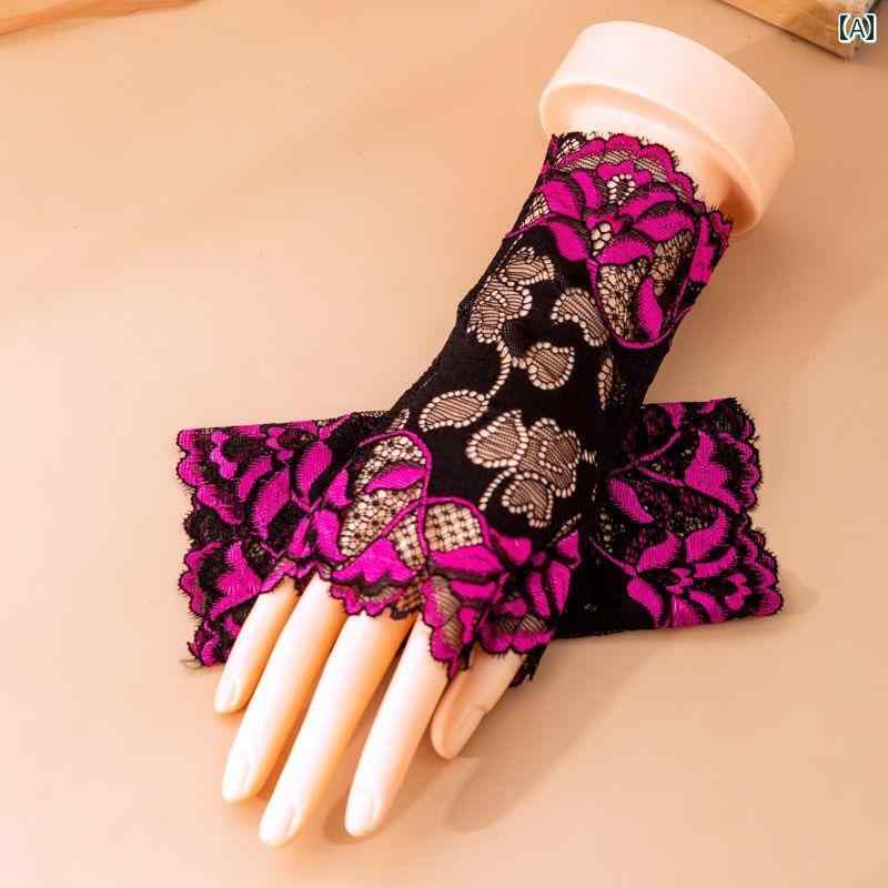 レース手袋 レディース 薄手 ショート ファッション ハーフフィンガー レース グローブ レディース 春 夏 薄手 エチケット ドライビンググローブ タッチ ス...