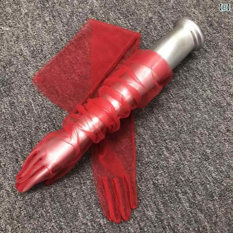 レース手袋 レディース 薄手 ブラック シルク メッシュ ブライダルレース グローブ 女性用 薄手 イブニングドレス ウェディング ハンド ベール ウェディング...