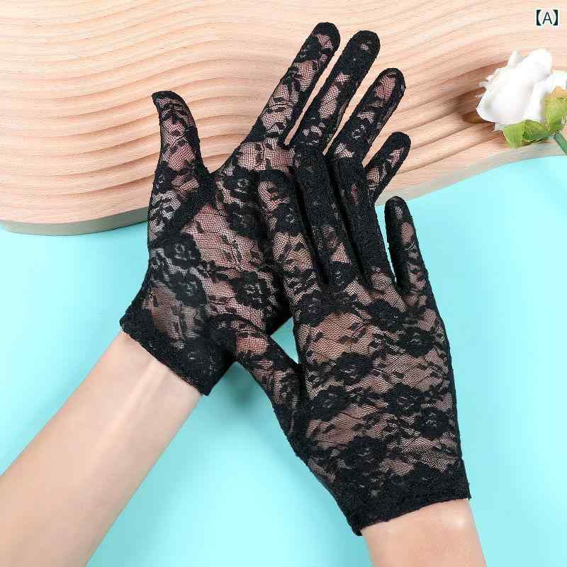 レース手袋 レディース 薄手 夏の 薄い 日焼け 止め レース 手袋 レディース ショート ブラックと ホワイト 明るい 赤 ウェディングドレス 花嫁 結婚 式...