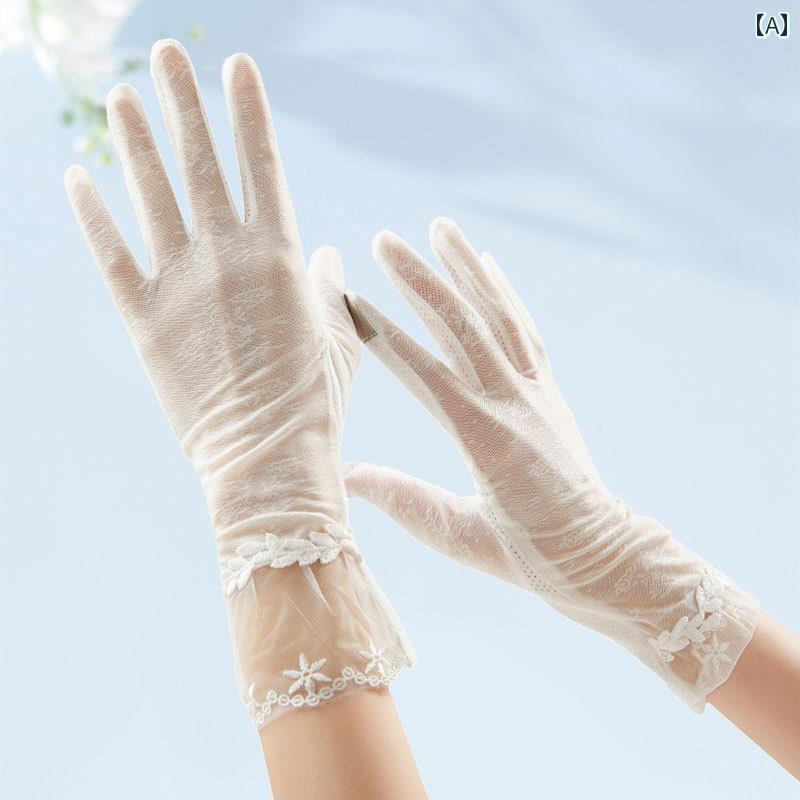 レース手袋 レディース 薄手 レース ホワイト 手袋 レディース 薄型 高級 ホワイトメッシュ 運転 タッチ スクリーン 夏 エチケット 花嫁 通 気性 ハンド...