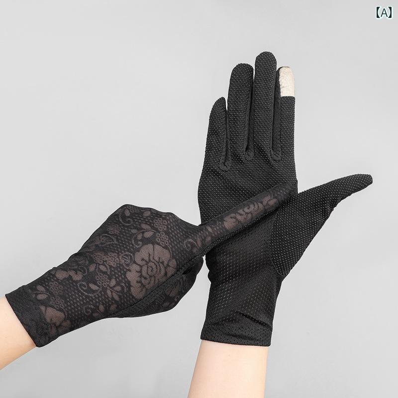 レース手袋 レディース 薄手 運転用 日焼け 防止 手袋 夏用 アイス シルク 薄手 滑り止め ハーフフィンガー 男女 兼用 サイクリング用 紫外線 防止 レー...