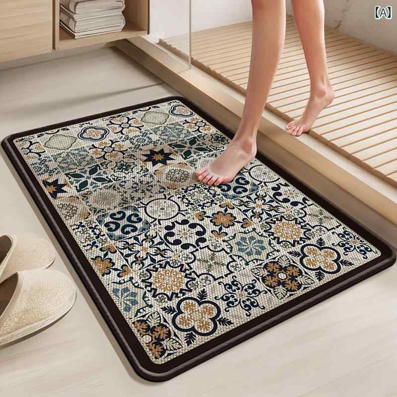 トイレ バスルーム フロアマット 浴室 吸収性 フロア マット、 トイレ 速 乾 足 マット、 洗面 台 防水..
