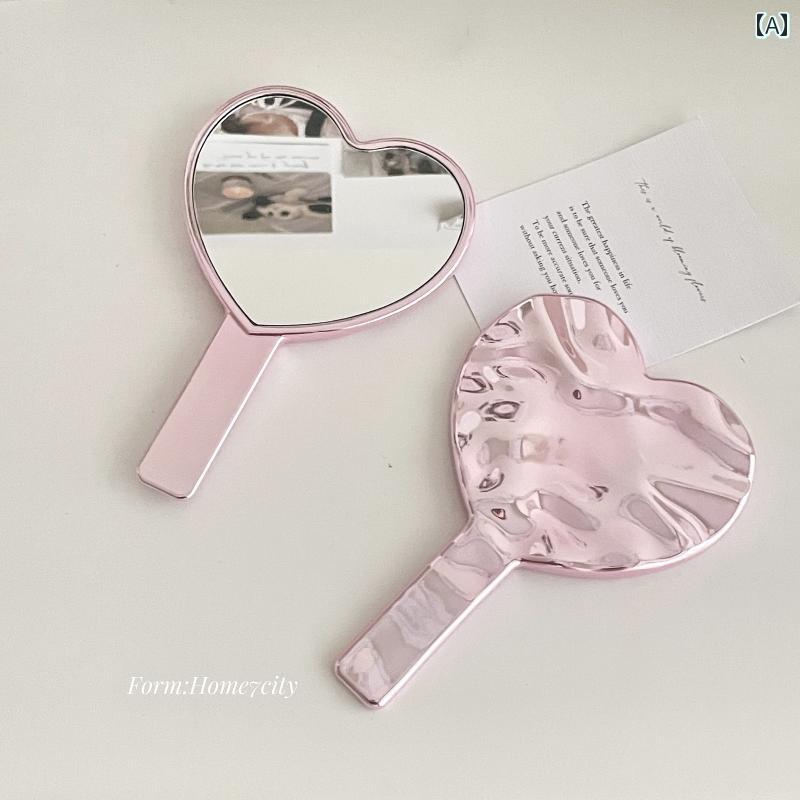 小型ミラー 手持ち ins ウォーター リップル 高級 ラブ ハンドヘルド ミラー ハンドル ハンドヘルド メ..