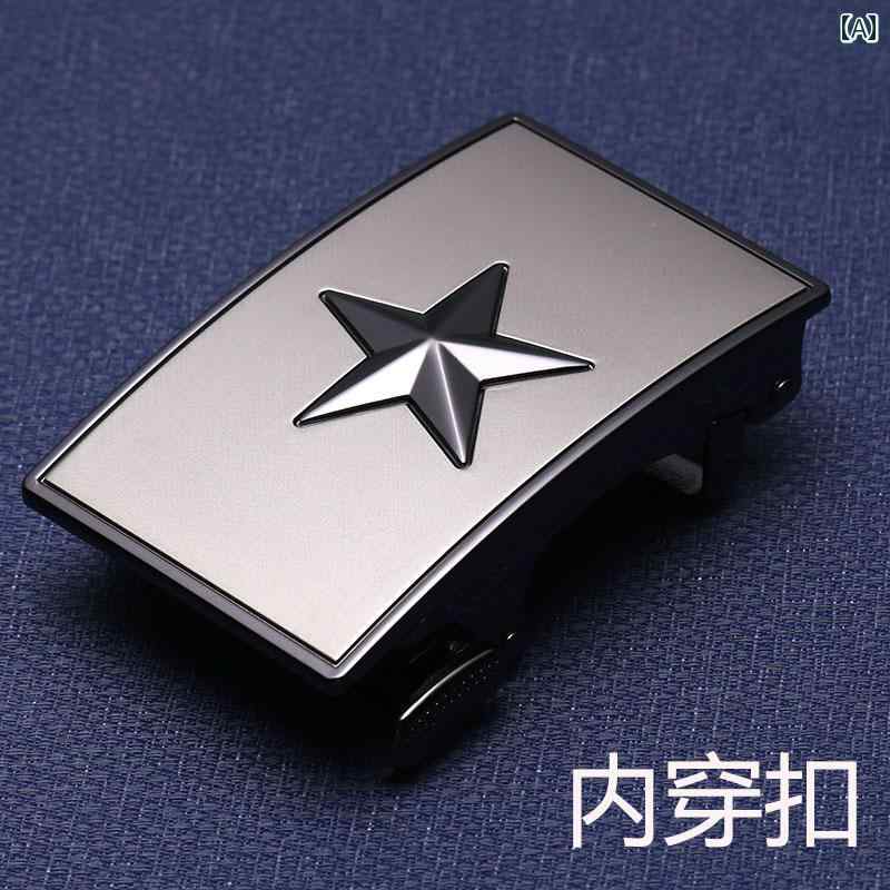 ベルトバックル 五 芒 星型 インナー ベルトバックル 自動 バックル ベルトバックル メンズ ズボン ベ..