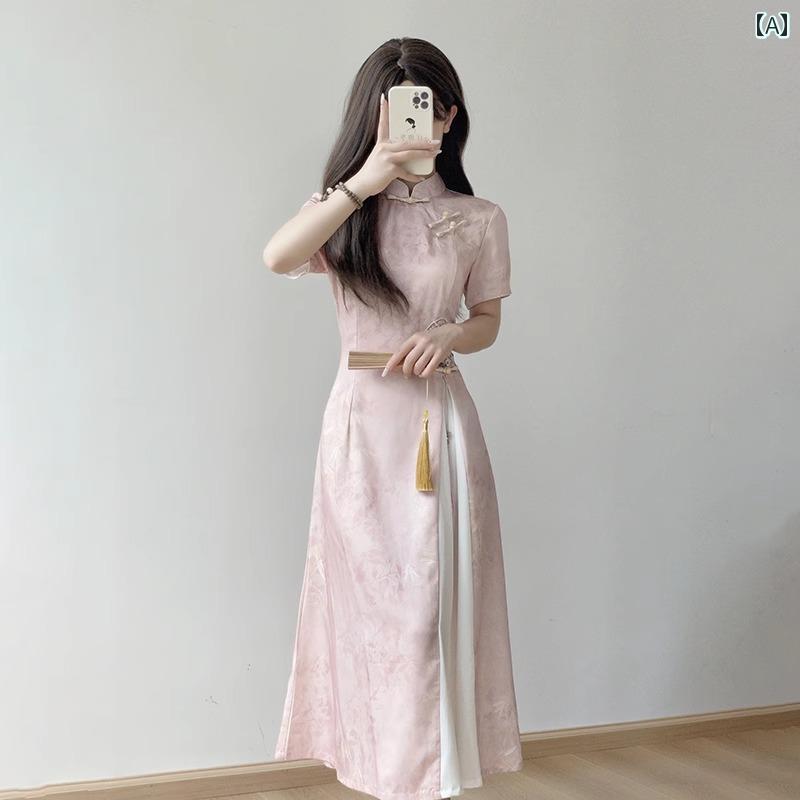 アオザイ ドレス 高級 チャイナ ドレス 2025 新型 アオザイ、 新型 中国 風 女子 青年 風、 民族 風 気..