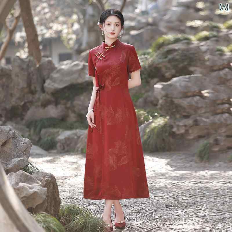 アオザイ ドレス 新しい スタイルの アオザイ 改良 チャイナ ドレス 2024 新しい 女性の レトロな ウエストの 結婚 式の 宴会の 母の ..