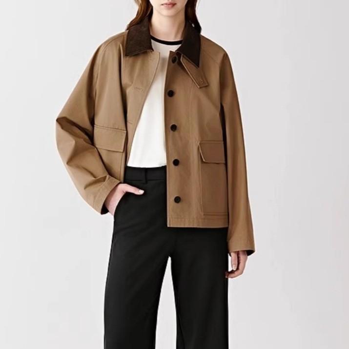 レディース ミリタリージャケット ICIC 小河 婦人 服 2025 秋 冬 新作高 密度 ツイル コットンジャケット バーン ウィンドブレーカー ショート コート