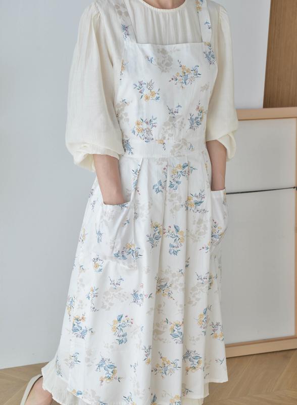 花柄 エプロン 通気性 外国 貿易 純 綿 花柄 エプロン 防 油 園芸 フラワーアレンジメント 文学 田園 ..