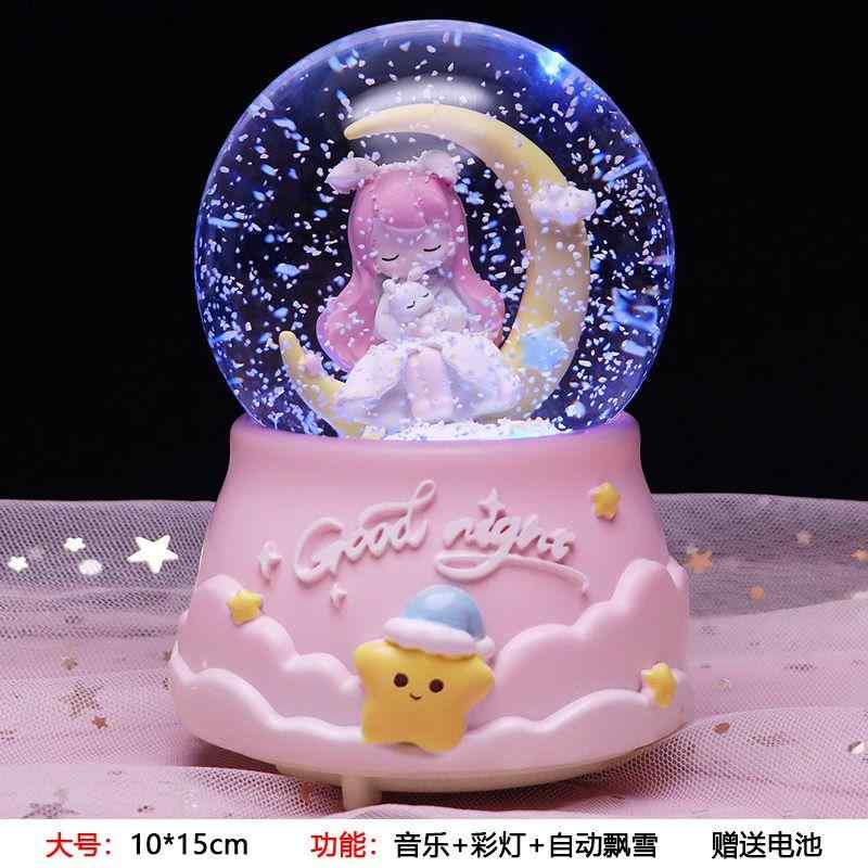 オルゴール 夢のような 月光 天使 クリス タル ボール オルゴール 月の 女の子 回転 オルゴール 装飾 ..