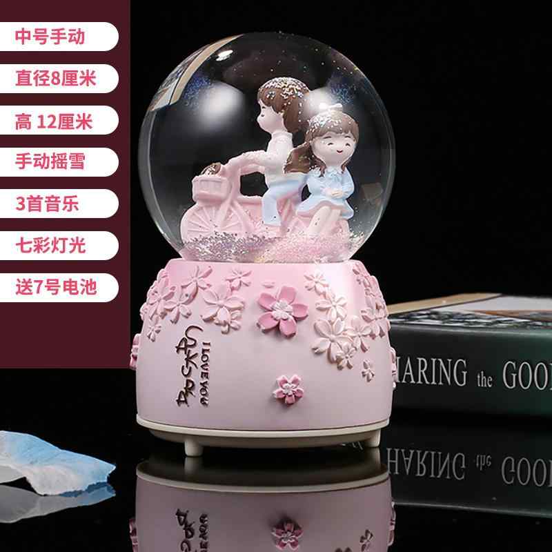 オルゴール ロマンチックな カップルの クリス タル ボール オルゴール ルーム デコレーション スノー..