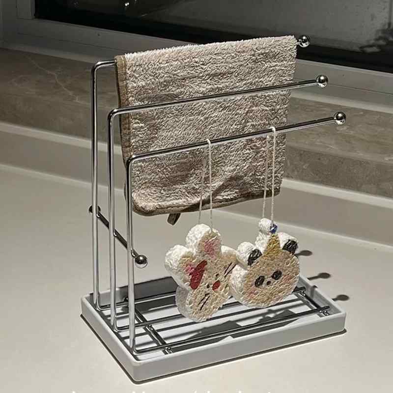 タオル ラック パンチ フリー キッチン バス ルーム 収納 排水 ラック 家庭用 シンク ラック コットン スクラブ 布巾 収納 ラックブランド: ブランドなし/登録商標なし機能: ストレージ取り付け方法：パンチフリー取り付け色の分類：ラグラックがアップグレードされ、厚くなった