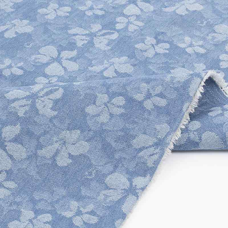 生地 花柄 デニム 生地 純 綿 ウォッシュド ジャカード 生地 手作り DIY スカート 服 ジャケット パン..