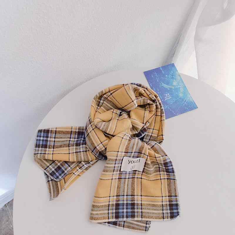 子供用マフラー 子供用 チェック 柄 マフラー 春秋 薄手 男の子 暖かい 防 風 純 綿 韓国 風 コント ラ..