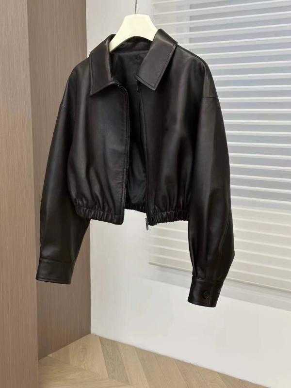 レザージャケットレディース秋冬 南 友 ヨーロッパ 商品 100 ラムスキン ジャケット コート 2025 早春 新作 カジュアル ファッション オール マッチ バイク レザージャケット(4)