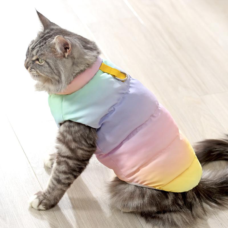 猫用バッグ 猫 服 冬 暖かい ダウン ジャケット 子 猫 英国 ショート メインクーン シルバー グラデー..