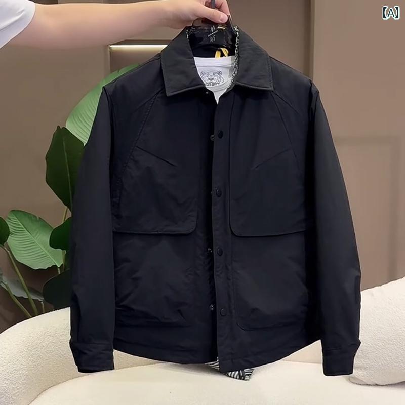 冬用ダウンジャケット ラペル 構造、 防 風性、 保温性、 軽量性、 ワークウェア ...