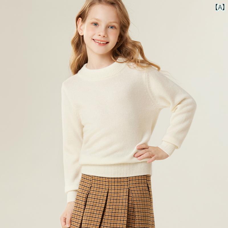 男の子セーター 秋 冬用 子供用 ハーフ ハイ ラウンド ネック カシミアセーター（ 男の子・ 女の子用）、 無地 プルオーバー セーター（中・大 サイズの 子供用）、 ニット 厚 底 シャツ