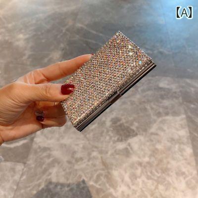 名刺ホルダー トレンド 感の ある、 個性的な ラインストーンが ちりばめられた ステンレス スチールの..