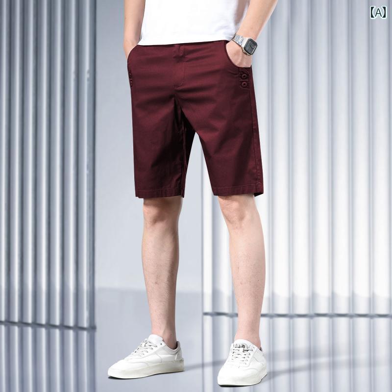 メンズショートパンツ 新しい メンズ 5点 式 ズボン、 通 気性、 多 用途、 スリムフィット、 薄型、 ..