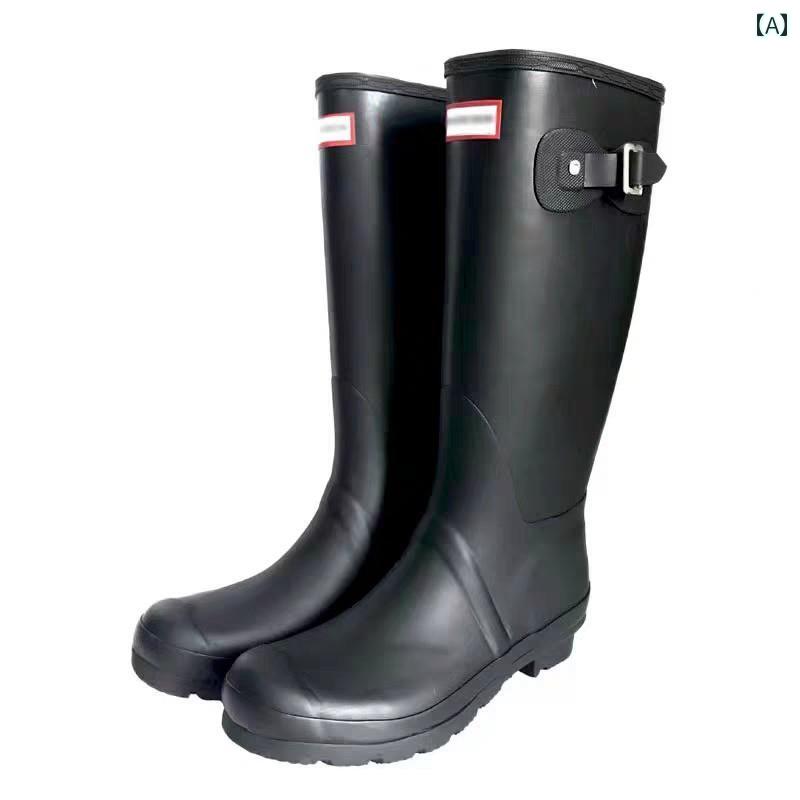 おしゃれ レインブーツ 易 孟 玲同 型 ロング レインブーツ ウェリントン ネット セレブレ イン ブーツ レディース ハイ カット 英国 騎士 ブーツ アウトドア ファッション ゴム H