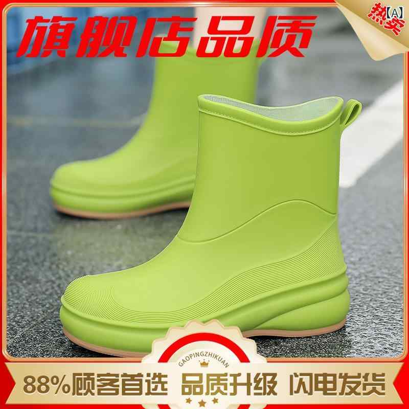 おしゃれ レインブーツ レディース 防水・ 滑り止め レインブーツ、 夏用 レインブーツ、 ショート ブーツ、 アウトドアに 最適なお 洒落な 厚 底 ラバーシューズ。