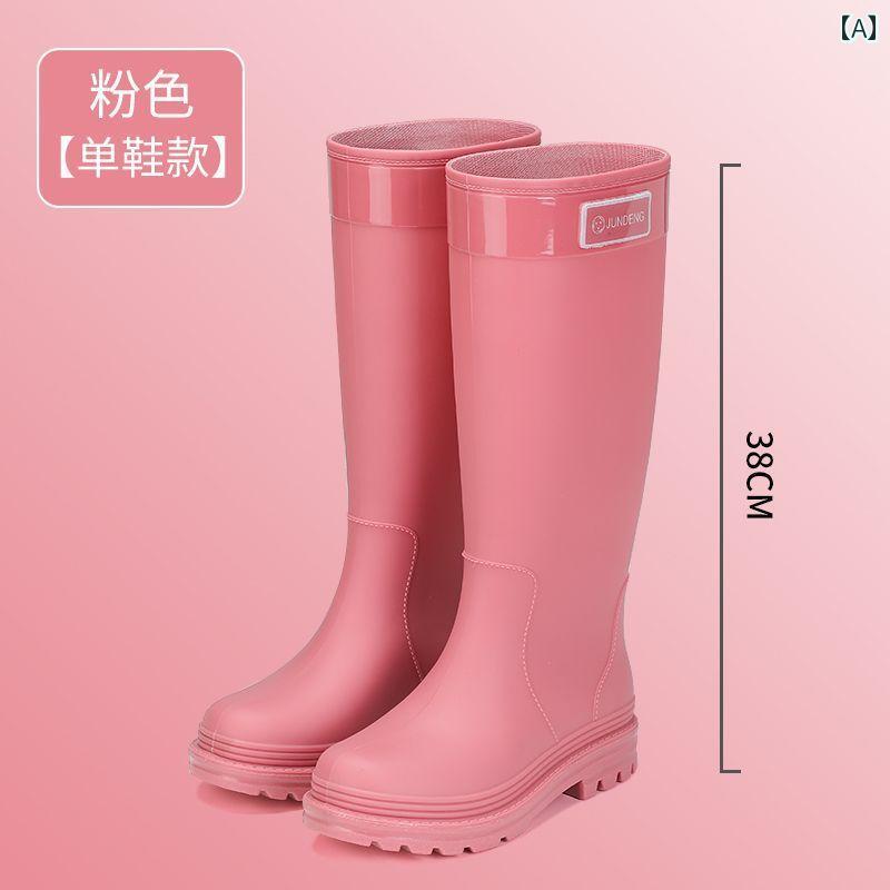 おしゃれ レインブーツ 大人用の おしゃれな レインブーツ、 滑り止め、 ハイ カット、 耐 摩耗性、 保温性、 防水性、 フリース 裏地の ゴム 靴、 韓国 風。