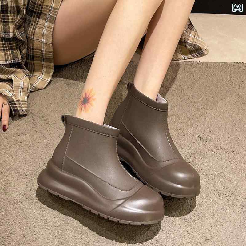 おしゃれ レインブーツ 女性用 英国 風 ショート トップ レインブーツ、 アウトドア用 軽量 防水 シューズ、 ファッショナブルな レインブーツ、 アウトドア用 滑り止め ウェーディングシューズ。