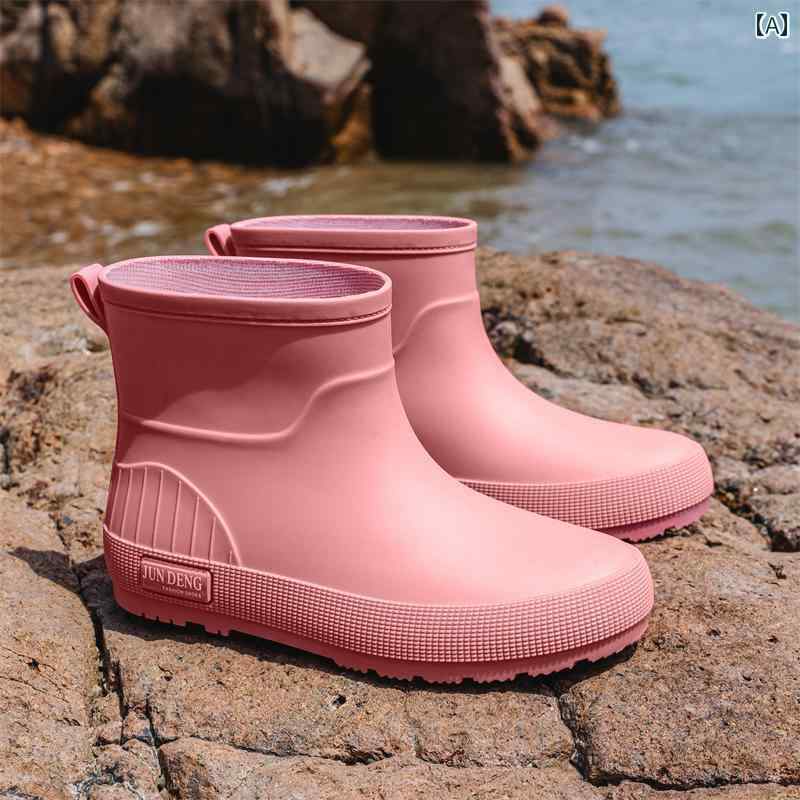 おしゃれ レインブーツ Jundeng レディース レインブーツ 大人用 おしゃれ アウトドア 防水 滑り止め ショート シリコン シューズ キッチン ワークシューズ レインブーツ
