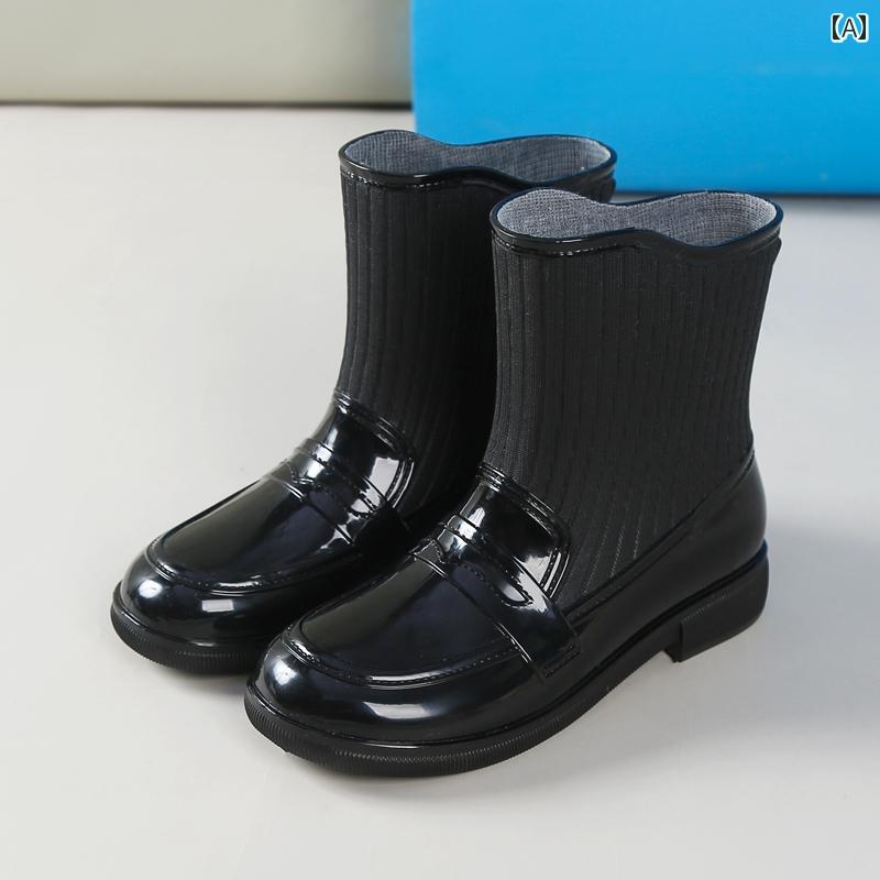 おしゃれ レインブーツ 2024年 新作 レインブーツ、 レディース 大人用 ウォーター ブーツ、 厚 底、 耐 摩耗性、 ファッション ラバーシューズ、 レインブーツ、 ベルベット、 滑り止め、 防水 シューズ、 レディース
