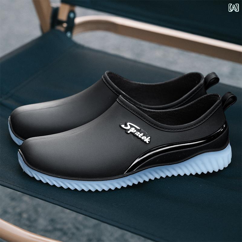 おしゃれ レインブーツ トレンドの ローカット レインブーツ、 レディース、 夏 スタイル、 耐 摩耗性、 滑り止め、 ショート トップ、 キッチンワーク用 ラバーシューズ