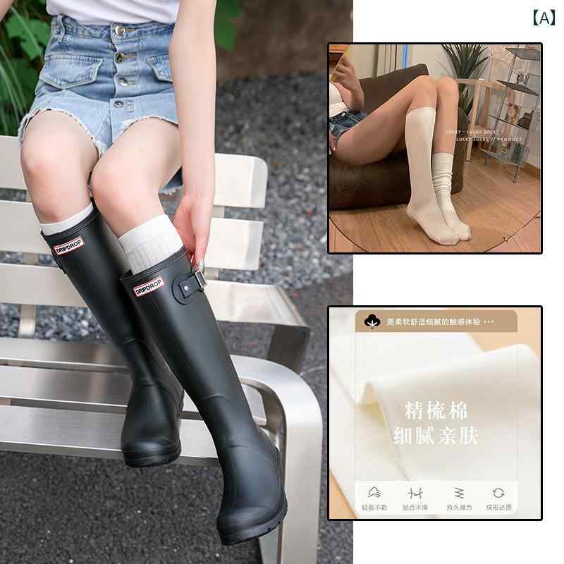 おしゃれ レインブーツ 欧 米 風 ロング ブーツ、 レディース ハイ カット レインブーツ、 ファッショナブルな アウトドアウェア、 厚 底 ハイ エンド ウォーター シューズ、 レディース 防水・ 滑り止め ロング ブーツ